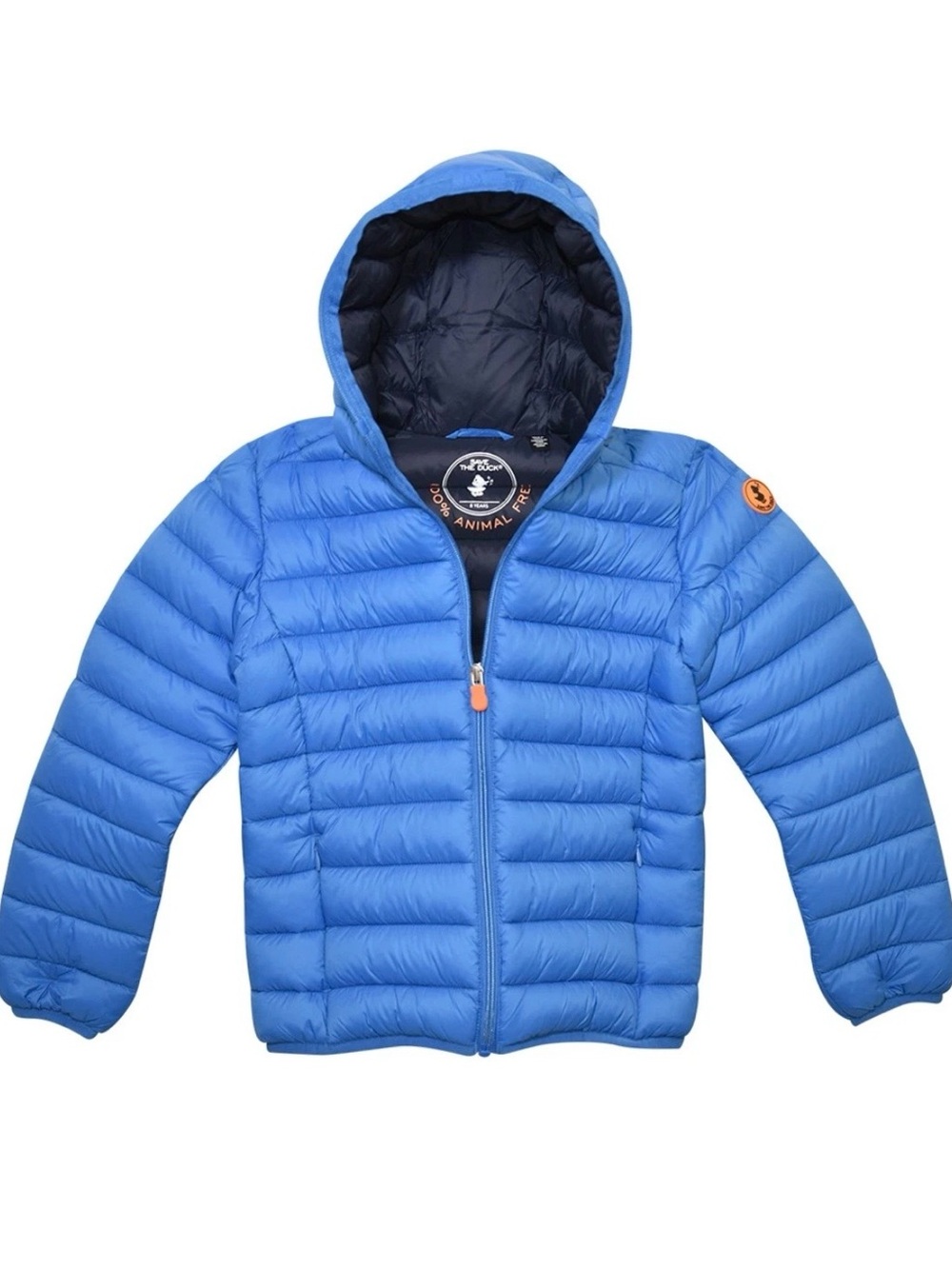 SAVE THE DUCK Bright Blue Hooded Kids Puffer Jacket